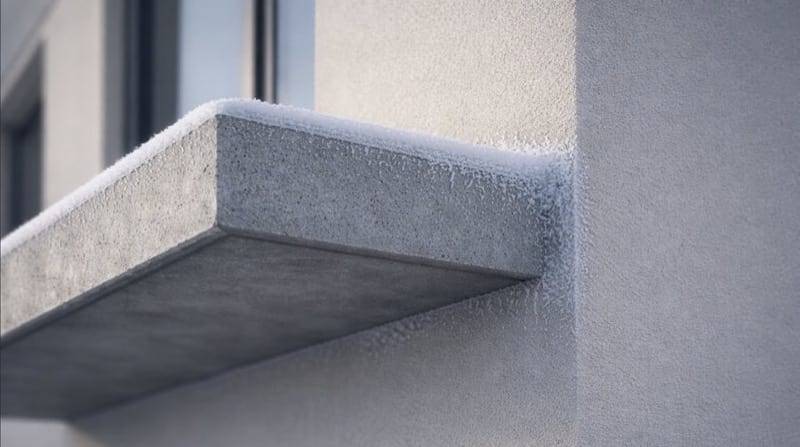Diagram typowych mostków cieplnych — naroże, balkon, nadproże, cokół